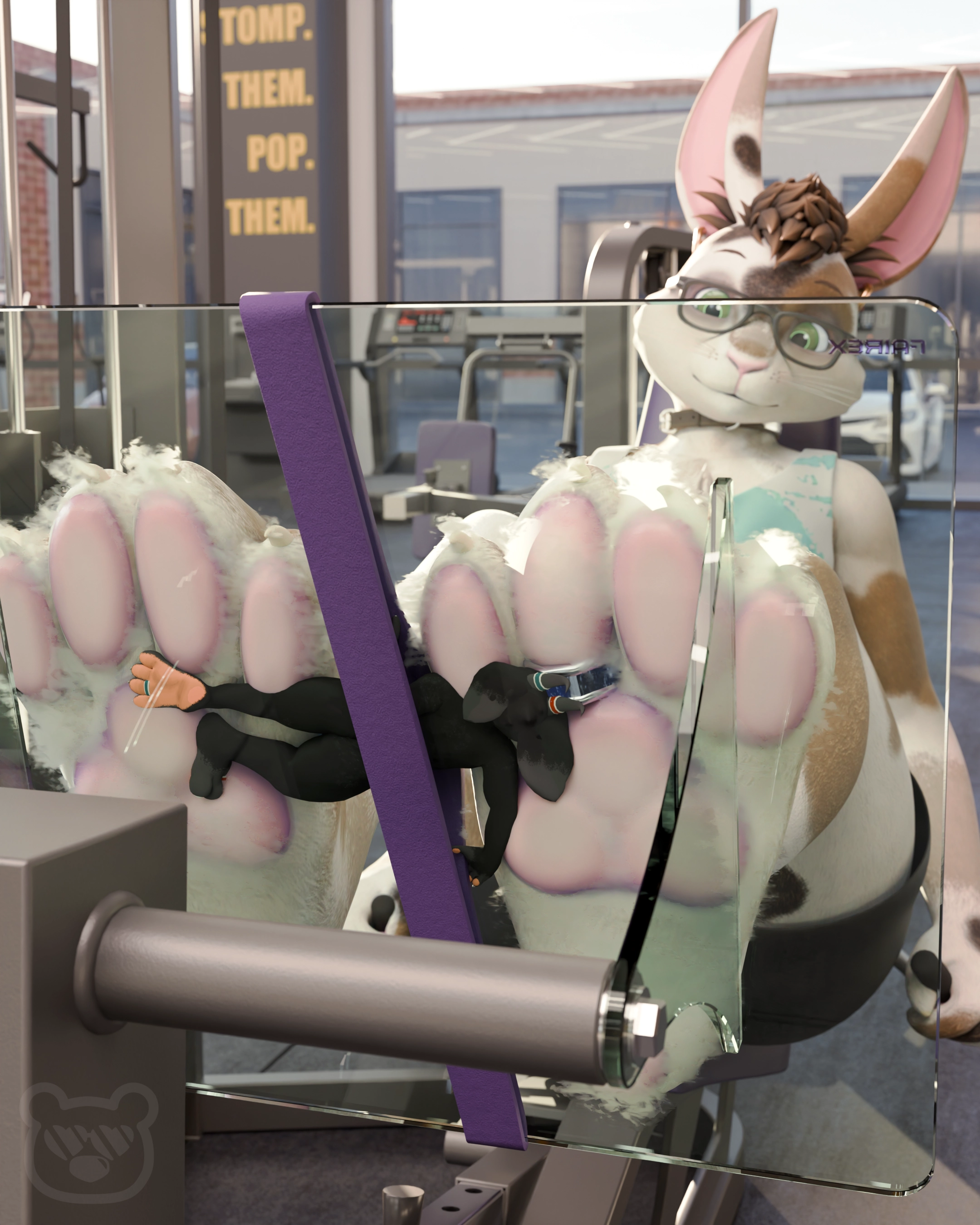 Character at a gym press render